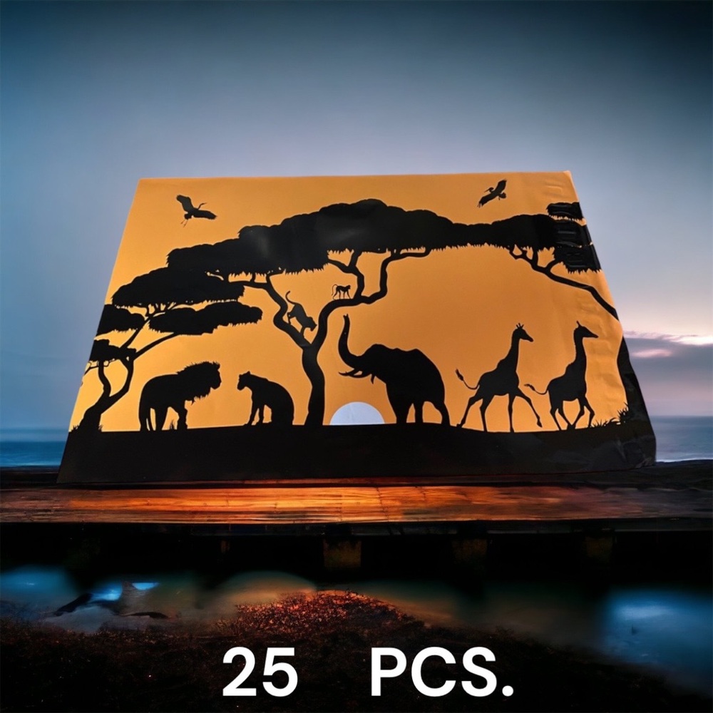 25 10X13 Poly Mailers Safari, Lion, Elephant, Giraffe, Monkey…PRICE IS FIRM - Picture 2 of 8